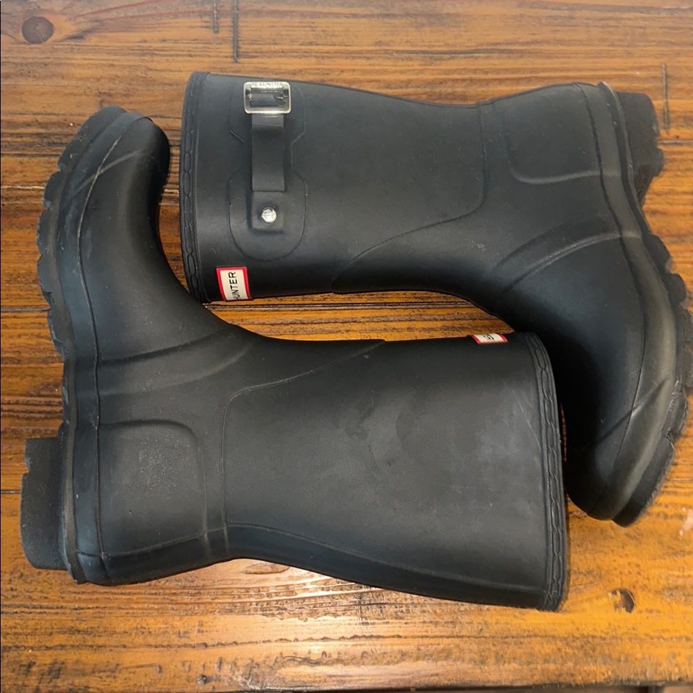 HUNTER Women’s Original Waterproof Matte Black Rain Boot Side Buckle Size 10 - Picture 11 of 15